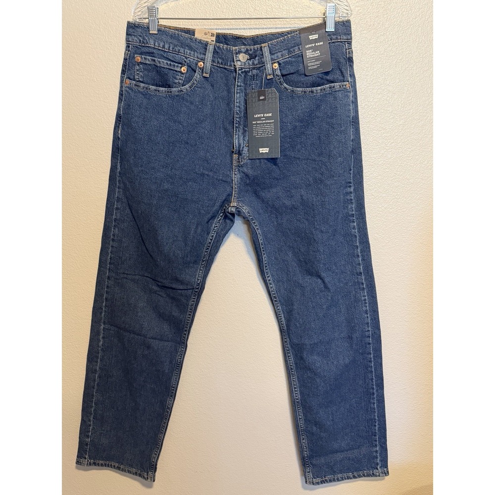 LEVI'S Ease 505 Jeans 35W x 30L Regular Straight Fit Blue Red Tab Soft Denim NWT